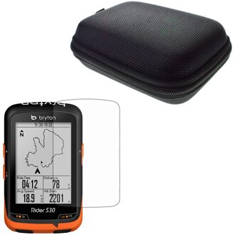 Anti-Shock Portable Bescherm Storage Case Bag + Clear PET Film Anti-kras Screen Protector voor GPS Bryton Rider 530