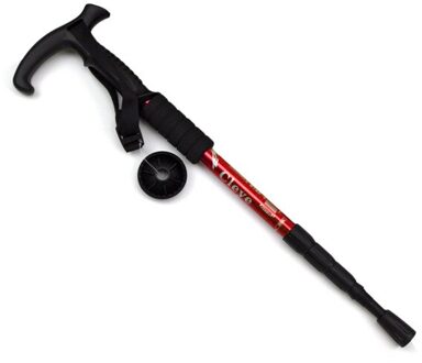Anti Shock Trekking Pole Ultralight Wandelstokken Verstelbare Wandelen Canes Telescopische Kruk 4 Sectie Verstelbare Camping Gereedschap Rood