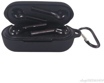 Anti-Slip Schokbestendig Siliconen Beschermhoes Volledige Cover Met Karabijnhaak Voor Huawei Freebuds Lite/Flypods Lite Oortelefoon O20 20 zwart