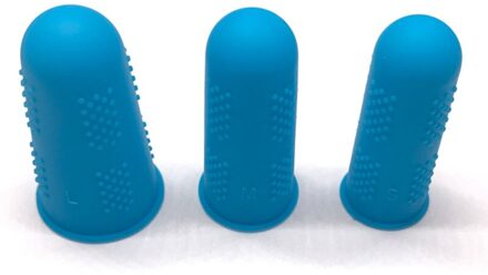 Anti-Slip Zachte Siliconen Rubber Vinger Babybedjes/Vinger Cover Protector blauw / 3stk(Lx1 Mx1 Sx1)