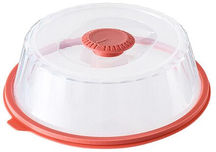 Anti-Splash Magnetron Voedsel Cover Plastic Oven Verwarming Deksel Handvat Ploetert Keuken Schotel Plaat Afsluitdeksel Rood