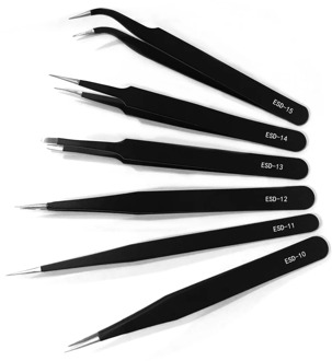 Anti-static precision tweezers set stainless steel ESD tweezers electronic repair soldering iron tool