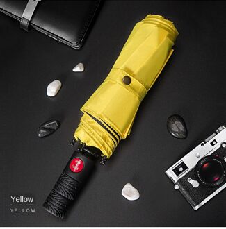 Anti-Storm Zonnescherm Tien-Bone Automatische Paraplu Drievoudige Rode Fiber Skelet Automatische Paraplu Mannen Business sunny Paraplu T0186-geel