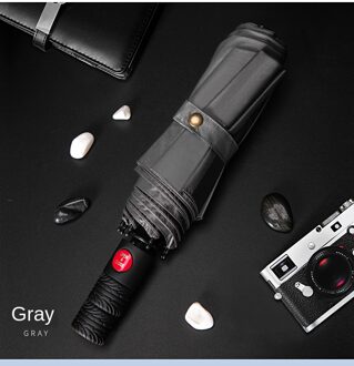 Anti-Storm Zonnescherm Tien-Bone Automatische Paraplu Drievoudige Rode Fiber Skelet Automatische Paraplu Mannen Business sunny Paraplu T0186-grijs