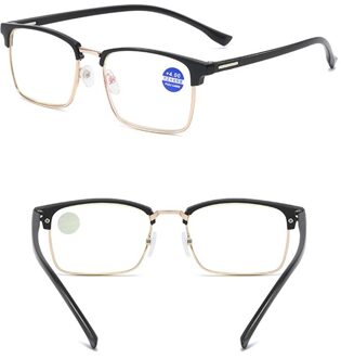 Anti Straling Blue Ray Filter Man Leesbril Metalen Frame Vrouwen Leesbril Mode Longsighted Bril +100