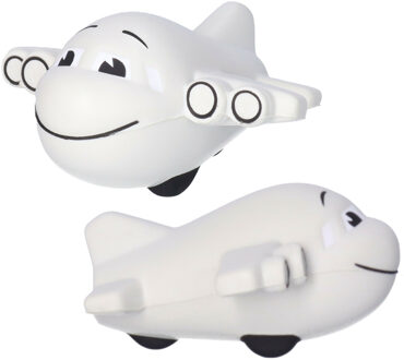 Anti stressbal vliegtuig - 2x - 10 cm - rubber - tegen vliegangst - relaxen