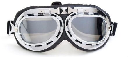 Anti-Uv Vintage Motorcycle Goggles Pilot Biker Helm Zonnebril Scooter Cruiser Atv Bril Off-Road Motocross Racing Eyewear sliver