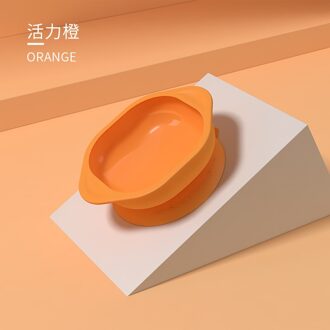 Anti-Vallen Baby Sucker Voeden Kom Bpa Gratis Geïntegreerde Siliconen Zuig Kids Learning Training Eten Kinderen Servies oranje