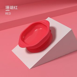 Anti-Vallen Baby Sucker Voeden Kom Bpa Gratis Geïntegreerde Siliconen Zuig Kids Learning Training Eten Kinderen Servies rood