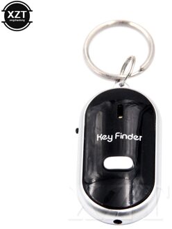 Anti-verloren LED Key Finder Vinden Locator Sleutelhanger Fluitje Pieptoon Controle Torch zwart