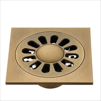 Antiek Messing Gesneden Flower Art Badkamer Accessoire Afvoerputje Afval Grate100mm * 100Mm 4