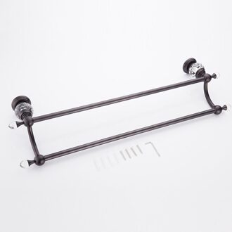 Antiek Messing Handdoekhouders Gepolijst Handdoek Bars Diamant & Kristal Dubbele Laag Handdoek Houder Badkamer Accessoires A0 zwart