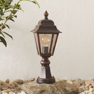 Antiek ogende Toulouse sokkellamp zwart-koper, helder