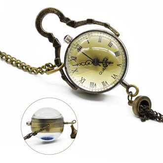 Antiek Vintage Ball Glas Bull Eye Ketting Hanger Ketting Quartz Zakhorloge