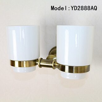 Antieke dubbele bekerhouder Goud tandenborstelhouder badkamer accessoires Geel