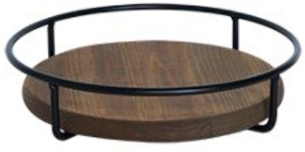 Antieke Europa stijl metalen frame houten mooie ronde trays licht koffie huid