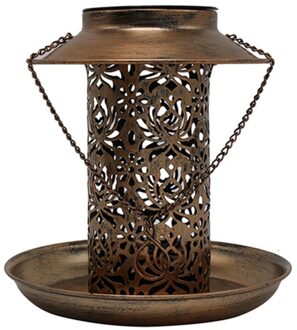 Antieke Metalen Vogel Feeder Outdoor Opknoping Zonne-energie Led Gazon Lampen Vogel Voedsel Houder Container Tuin Decoraties #38