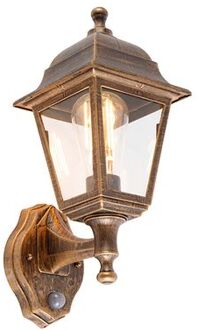 Antieke wandlamp goud IP44 met bewegingsmelder - Capital
