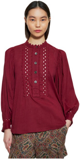 Antik batik Aya opengebreide blouse Antik Batik , Red , Dames - L,M,S,Xs