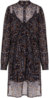Antik batik Chiffon transparante jurk met print Elie  zwart - S,M,L,