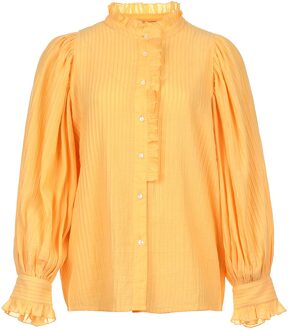 Antik batik Crêpe blouse met ballonmouwen Yvonne  oranje