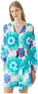 Antik batik Fluid print blouse Suny Antik Batik , Blue , Dames - L,M,S,Xs