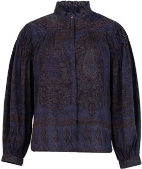 Antik batik Katoenen jacquard blouse Tamari  blauw - XS,