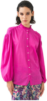 Antik batik Katoenen voile blouse Anna Antik Batik , Pink , Dames - L,M,S,Xs