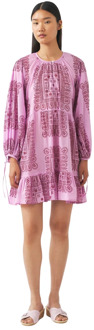 Antik batik Katoenen voile print mini jurk Nalii Antik Batik , Pink , Dames - L,M,S,Xs