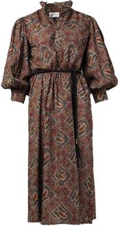 Antik batik Midi-jurk met paisley print Zina  bruin - S,L,