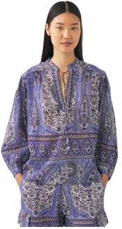 Antik batik Print blouse Tajar Antik Batik , Blue , Dames - L,M,S,Xs