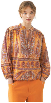 Antik batik Print blouse Tajar Antik Batik , Orange , Dames - L,M,S,Xs