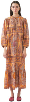Antik batik Print jurk Tajar Antik Batik , Orange , Dames - L,M,S,Xs