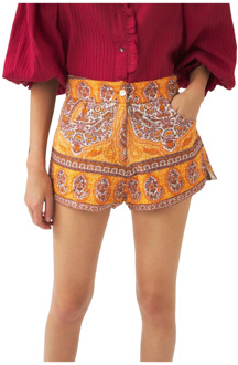 Antik batik Print Voile Shorts Antik Batik , Orange , Dames - L,M,S,Xs