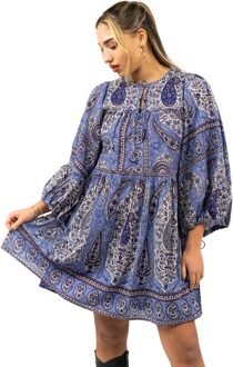 Antik batik Tajar jurk Blauw - M