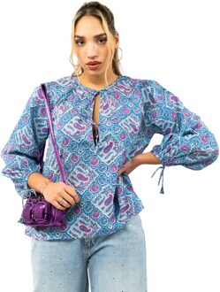 Antik batik Zena blouse Blauw - L