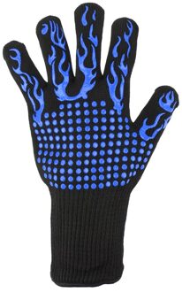Antislip Brandwerende Magnetron Handschoenen Extreme Hittebestendige Ovenwanten 300-500 Celsius Vlamvertragende Bbq Fire handschoenen Blauw