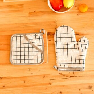 Antislip Katoen Mode Nordic Keuken Koken Magnetron Handschoenen Bakken Bbq Pot Houders Ovenwanten Met Gerecycled Infill Silicon wit
