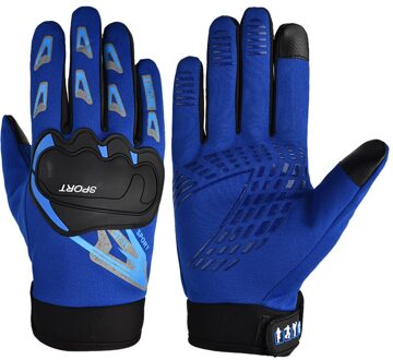 Antislip Motorfiets Handschoenen Riding Touch Screen Handschoenen Guard Lange Vinger Off-Road Riding Mtb Sport Handschoenen Fitness outdoor D30 Blauw