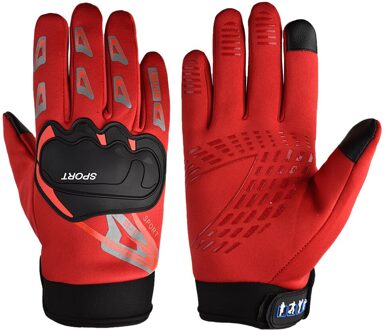 Antislip Motorfiets Handschoenen Riding Touch Screen Handschoenen Guard Lange Vinger Off-Road Riding Mtb Sport Handschoenen Fitness outdoor D30 Rood
