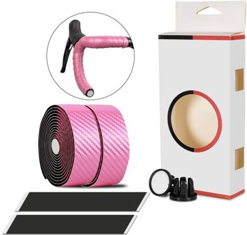 Antislip Racefiets Stuurlint Met Kurk Plug Reflecterende Demping Racing Bike Handle Bar Tape Fiets Accessoires Guidoline roze