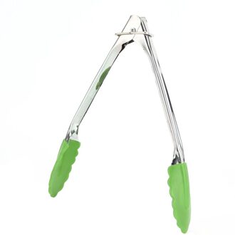 Antislip Siliconen Keuken Klemmen Barbecue Tang Voedsel Vlees Bakken Brood Tang Clip Roestvrijstalen Clip Barbecue Kookgerei groen