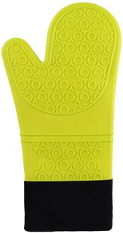Antislip Siliconen Ovenwant Waterdichte Hittebestendige Keuken Handschoenen Lange Katoenen Bbq Oven Handschoenen Voor Barbecue Koken Bakken geel