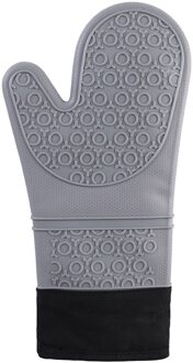 Antislip Siliconen Ovenwant Waterdichte Hittebestendige Keuken Handschoenen Lange Katoenen Bbq Oven Handschoenen Voor Barbecue Koken Bakken Grijs