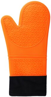 Antislip Siliconen Ovenwant Waterdichte Hittebestendige Keuken Handschoenen Lange Katoenen Bbq Oven Handschoenen Voor Barbecue Koken Bakken Oranje