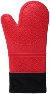 Antislip Siliconen Ovenwant Waterdichte Hittebestendige Keuken Handschoenen Lange Katoenen Bbq Oven Handschoenen Voor Barbecue Koken Bakken Rood