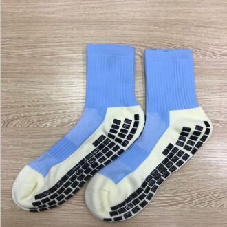 Antislip voetbal sokken Medium buis dikke handdoek Sokken doseren klassieke wrijving vierkante doseren sokken Basketbal sokken maat lucht blauw