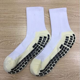 Antislip voetbal sokken Medium buis dikke handdoek Sokken doseren klassieke wrijving vierkante doseren sokken Basketbal sokken maat wit