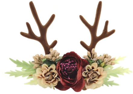 Antler Nylon Christmas Baby Girl Headbands Deer Flower Xmas Newborn Headband Girl Hair Band for Newborns Photography Props