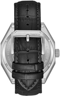 Antoni Horloge met Leren Band Zwart en zilver - One Size